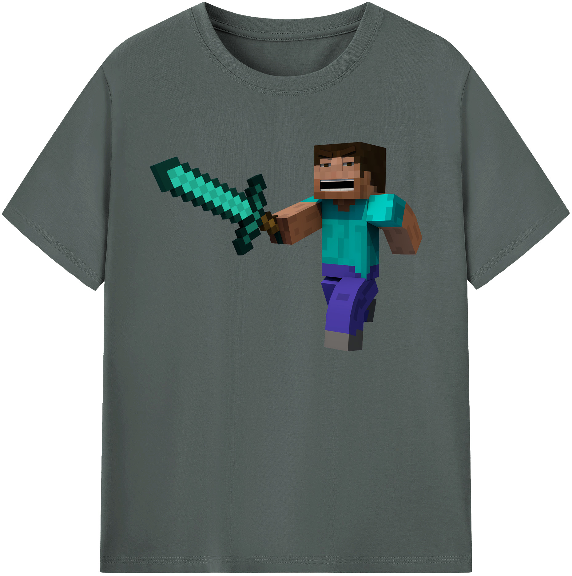 （画像用） マインクラフト ブロックの世界 Minecraft MC Block world 綿100％ メンズ半袖Tシャツ｜肌触りやわらか＆通気性
